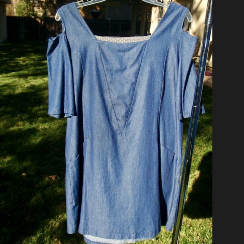 Soft and Easy Denim Open Shoulder Tunic